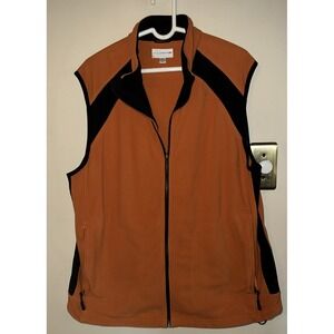 Cutter & Buck Sweater Full Zip Vest‎ Men's Size XL Orange Fleece